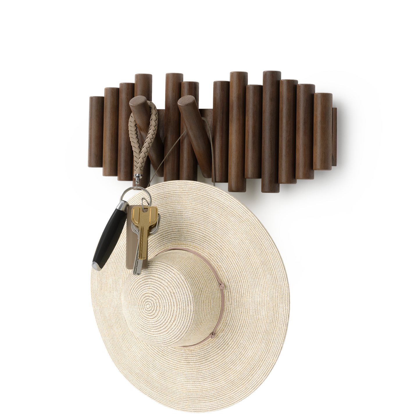 Picket knaggrekke walnut– funksjonelt design som også er veggkunst