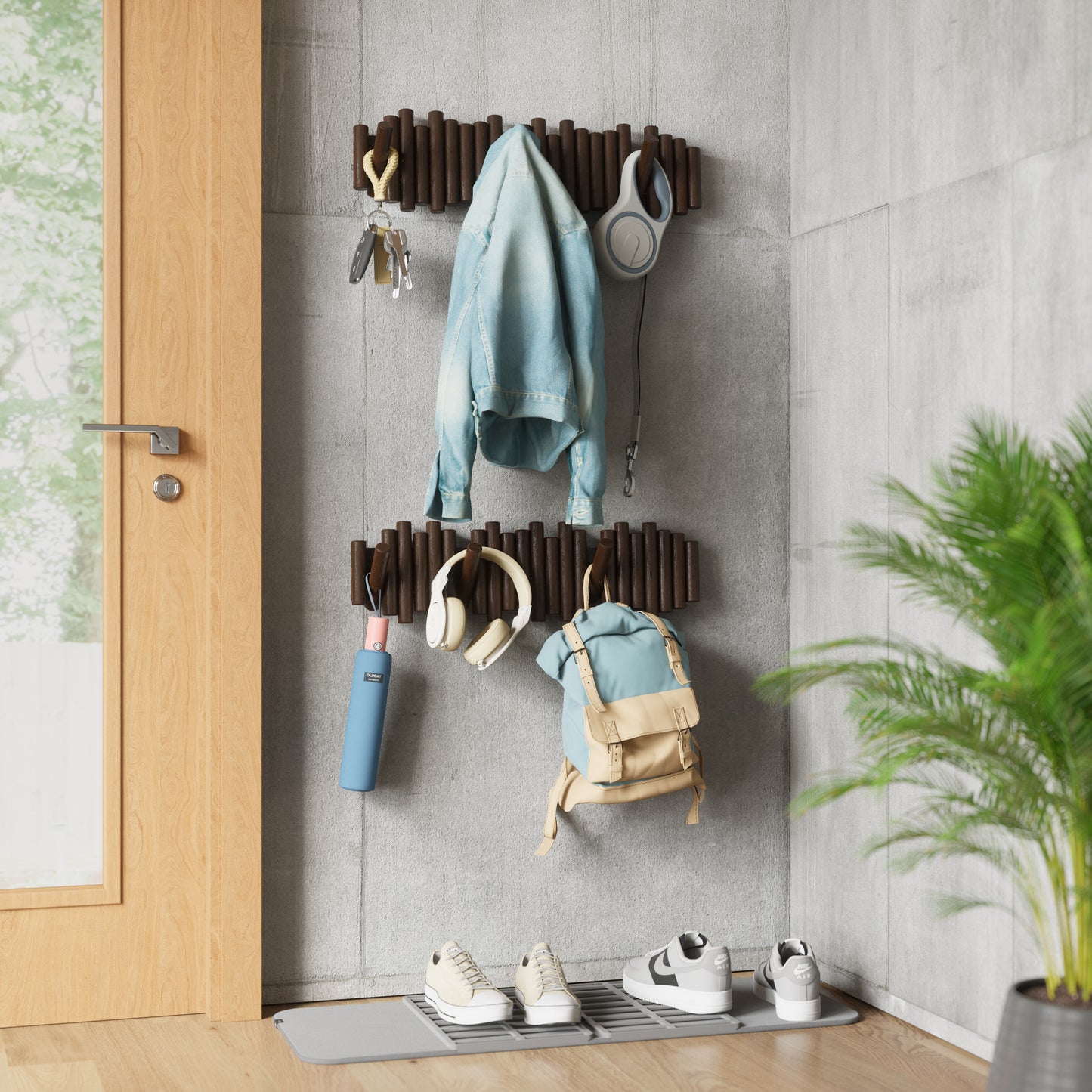 Picket knaggrekke walnut– stor 8 knagger