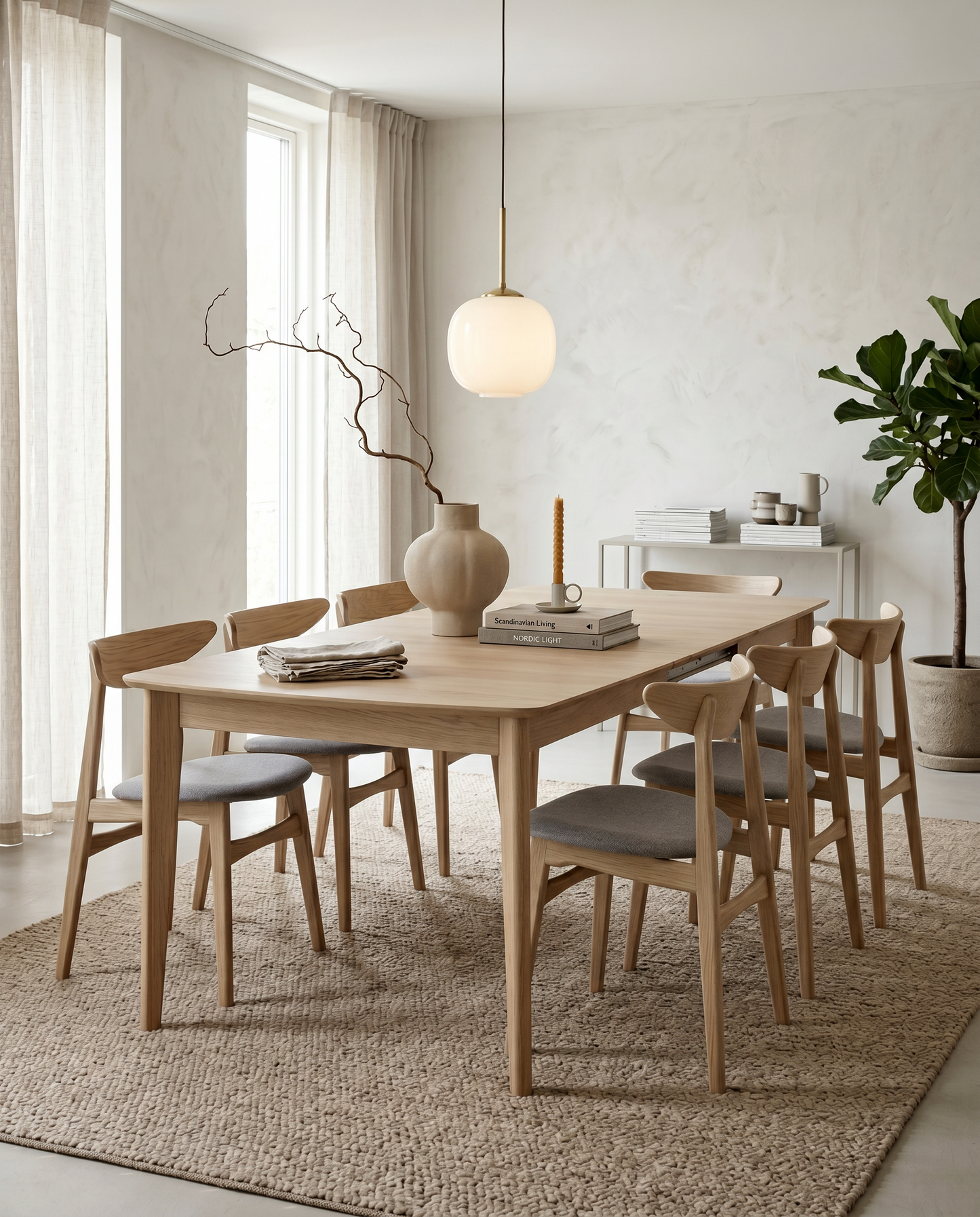 Aarhus spisebord i heltre eik med utrekk