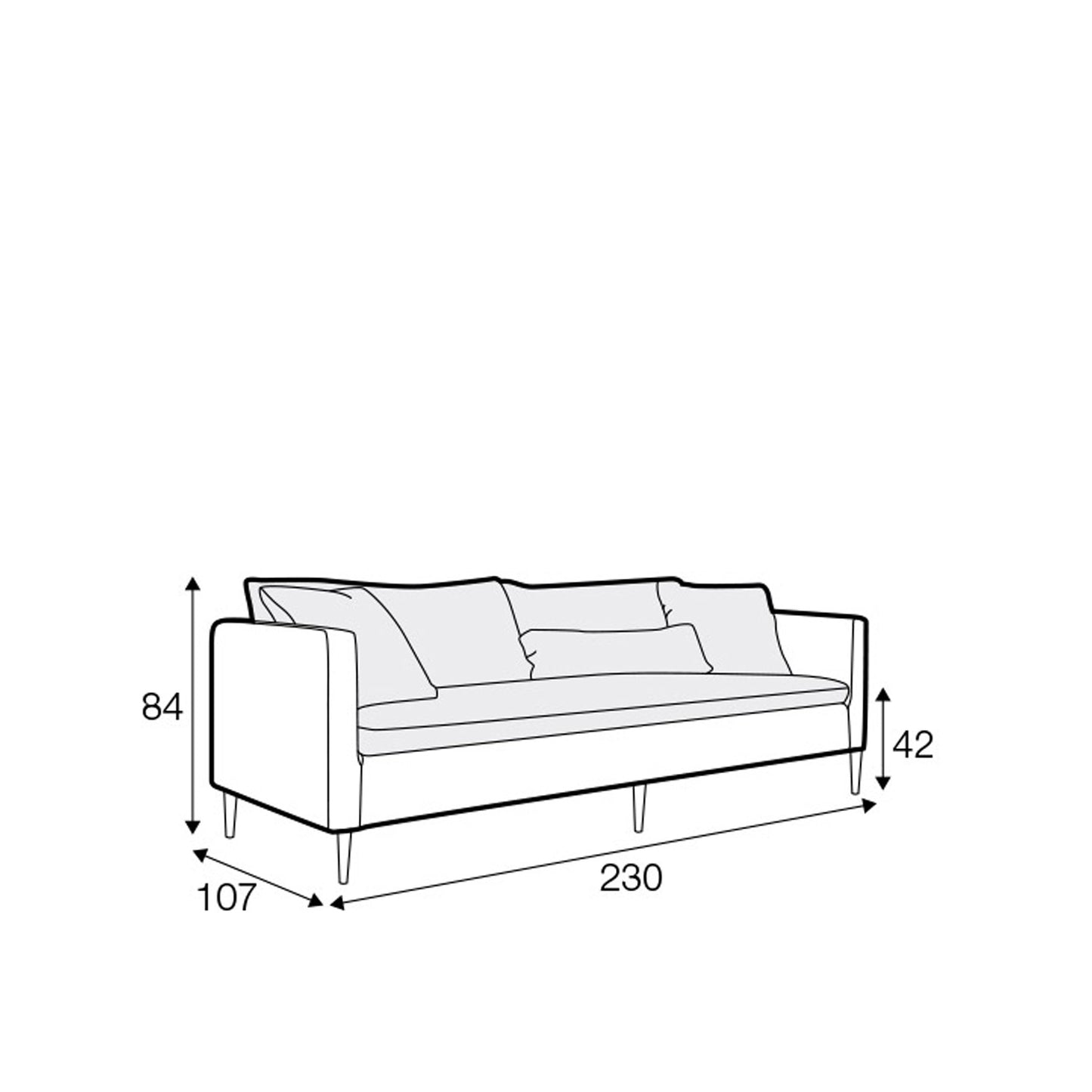 Lill 3-seter sofa Moss Natur STD LCV