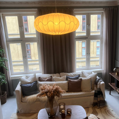 Bladverk lampeskjerm i hvit tekstil – 50 og 70 cm