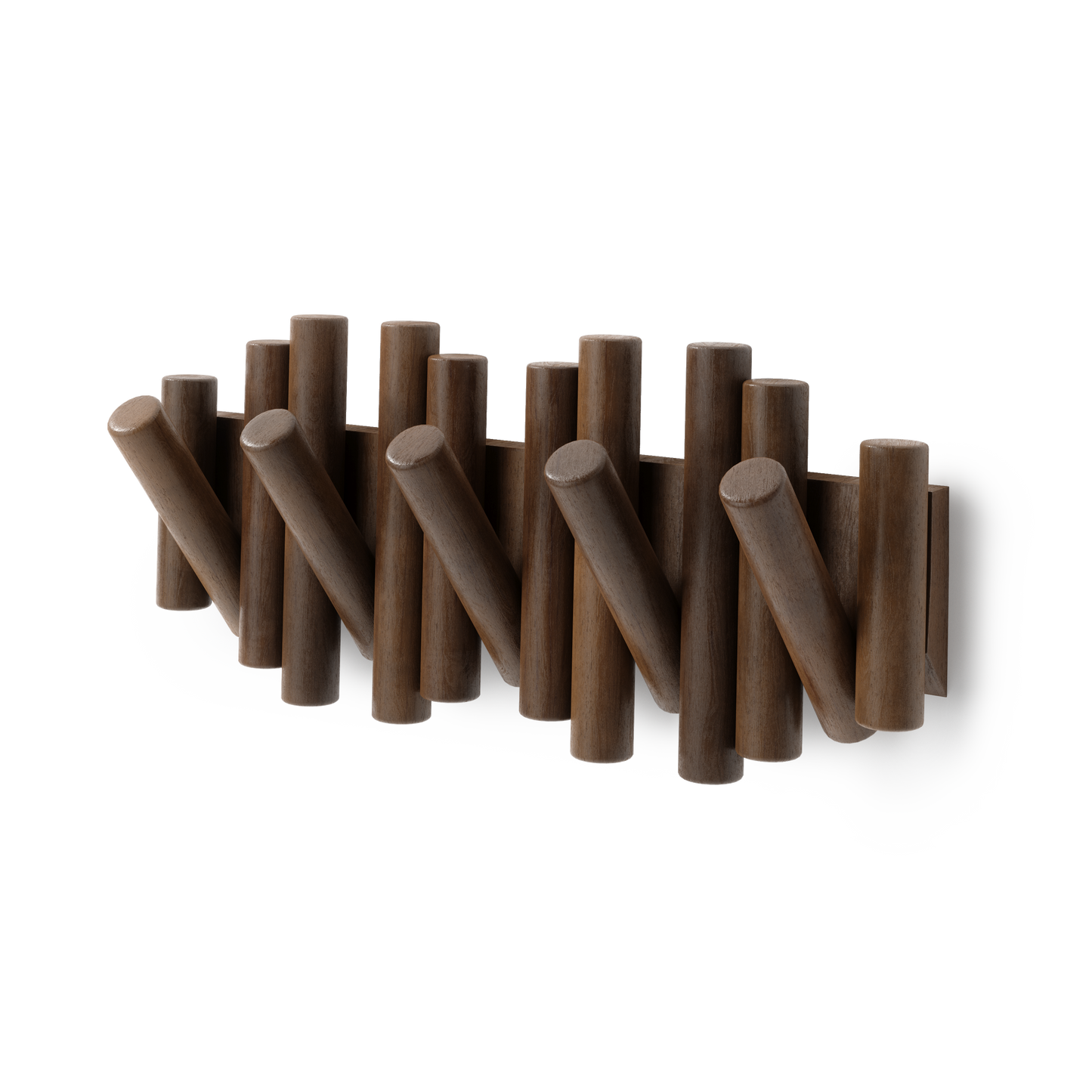 Picket knaggrekke walnut– funksjonelt design som også er veggkunst