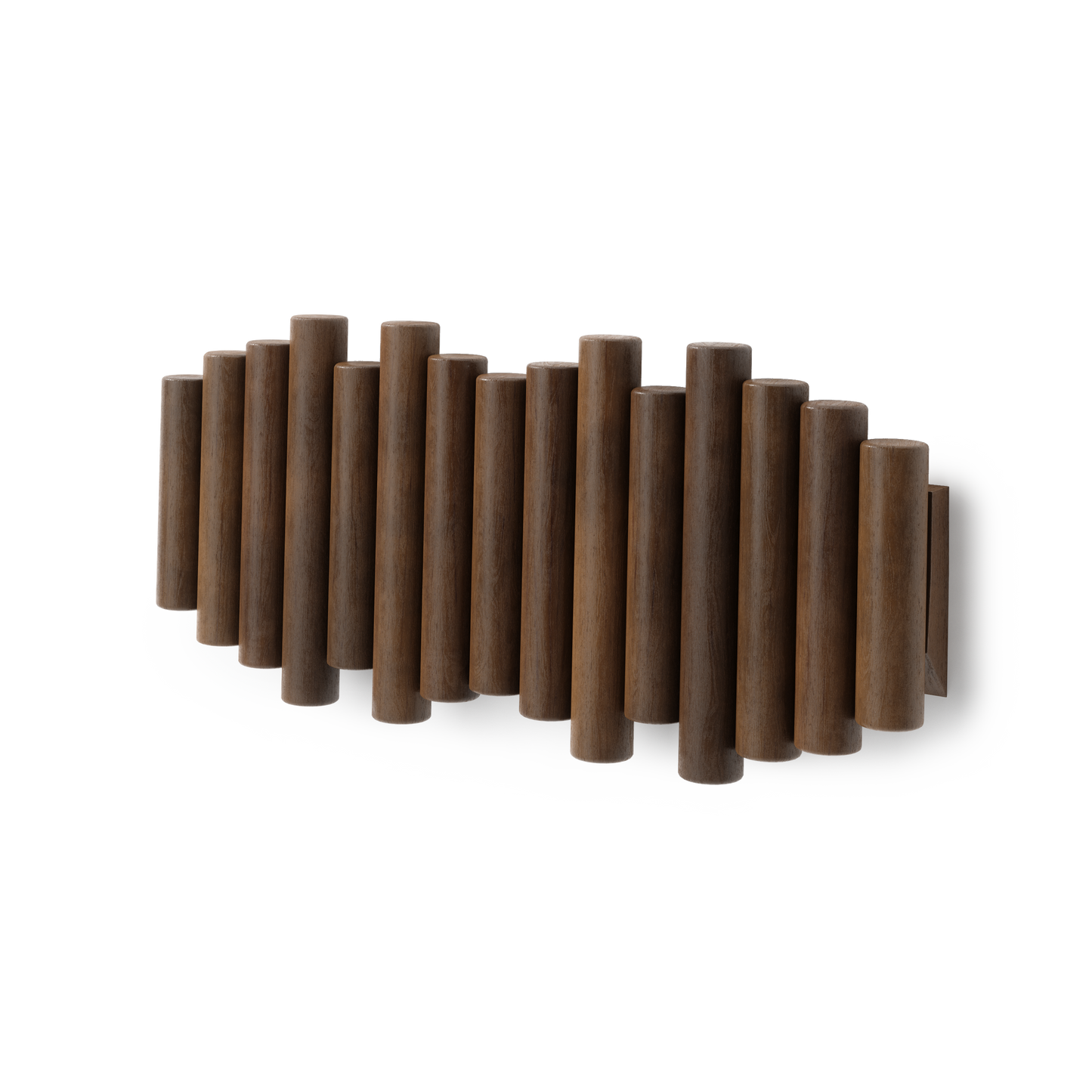 Picket knaggrekke walnut– funksjonelt design som også er veggkunst