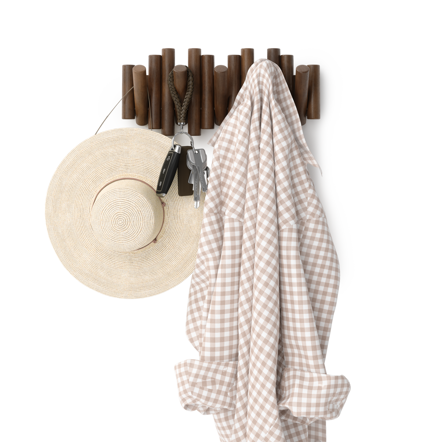 Picket knaggrekke walnut– funksjonelt design som også er veggkunst