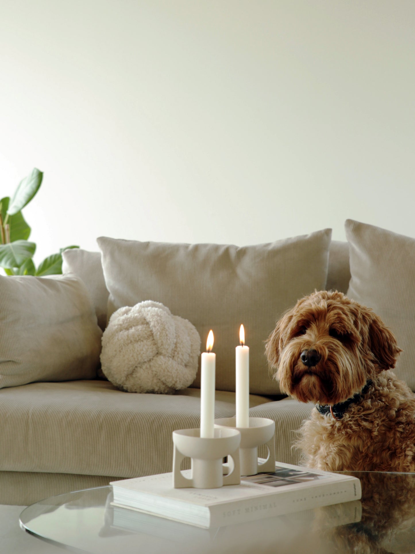 Ball Ornament Pute offwhite fluff