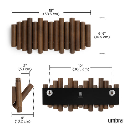 Picket knaggrekke walnut– funksjonelt design som også er veggkunst