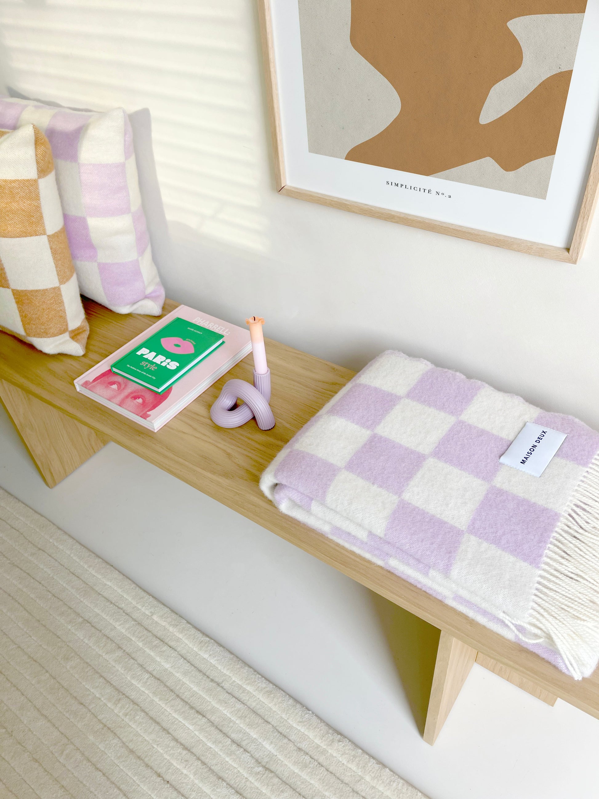 Checkerboard Pyntepute ull LIlac white, en del av kategorien Pute - At Home Interiør