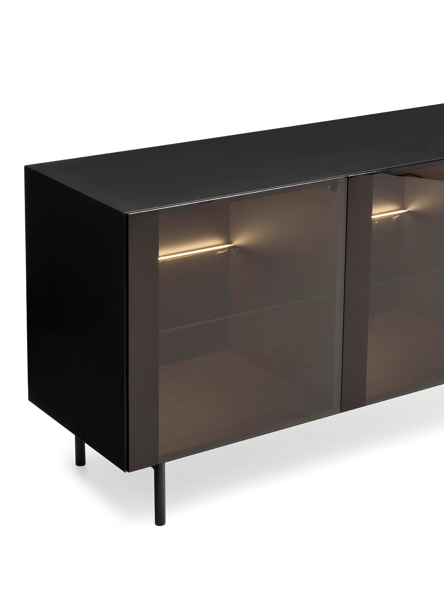 Crystal Skjenk, med glass dører smoke/ Bronze 2 størrelser med gjennomført design – personlig møbelrådgivning i Oslo
