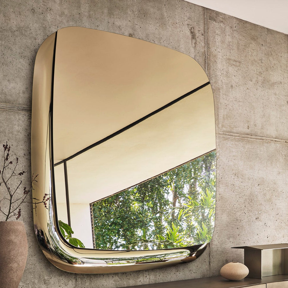 Calligaris speil 140 x 140 cm med flatt og buet speilglass