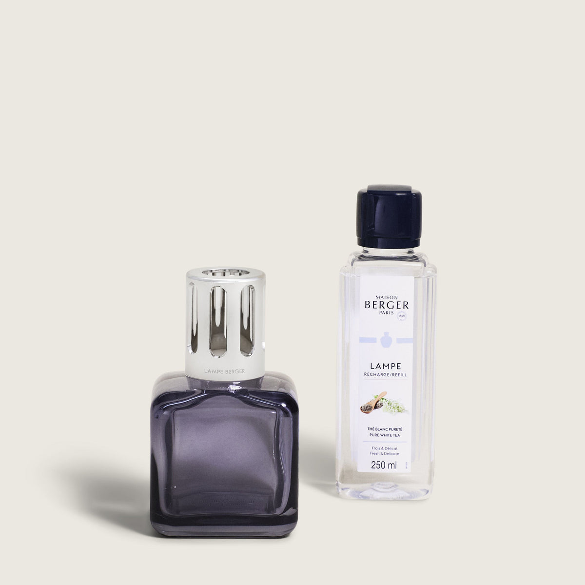 Maison Berger Glaçon duftlampe – grå – grå glasslampe med refillflaske