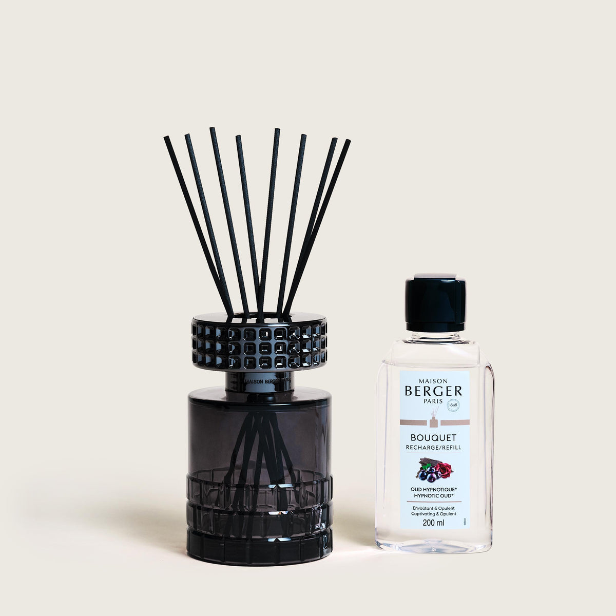 Maison Berger Celebration duftpinner – sort – sort duftspreder med sorte pinner og refill