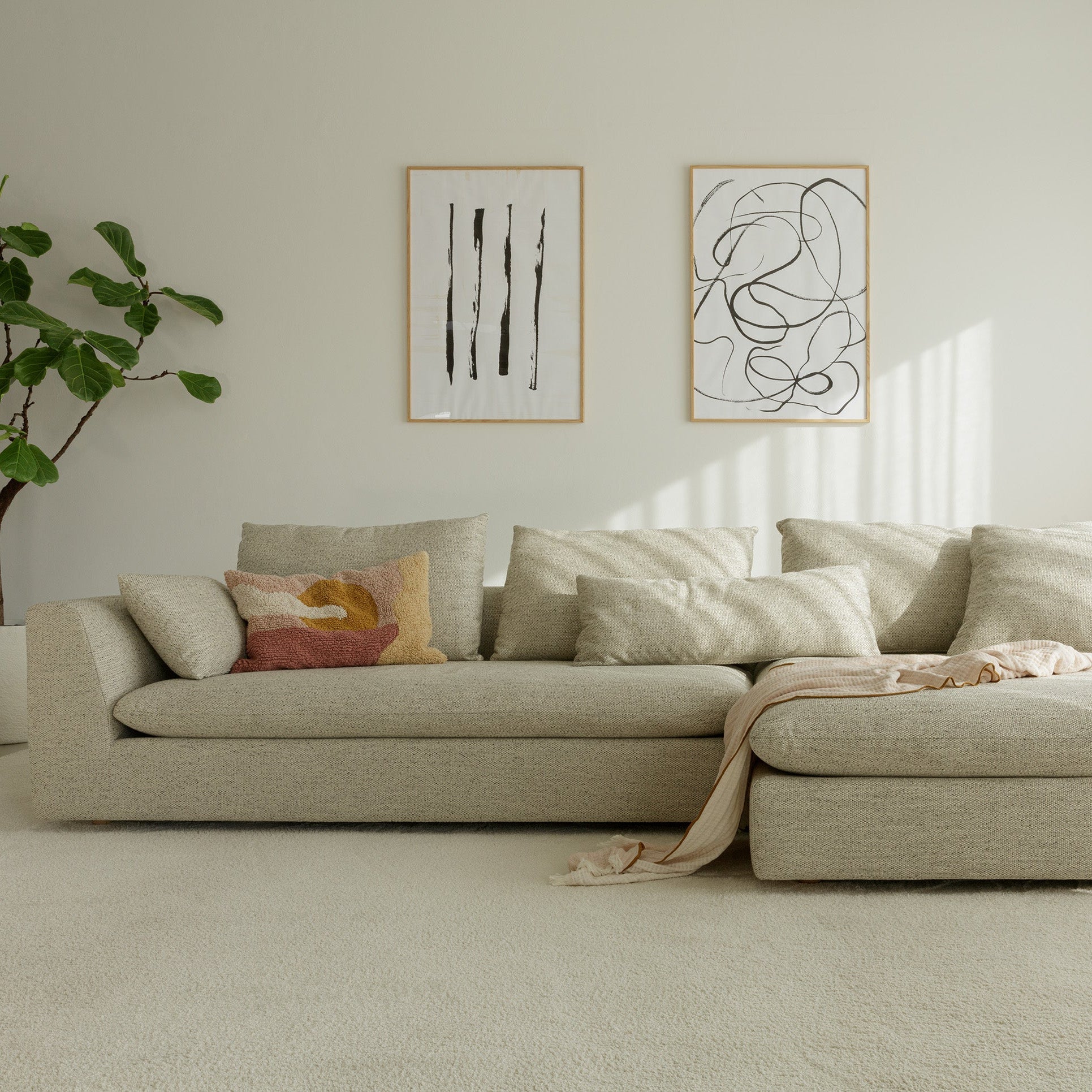 Milou sofa set 1 rock 1 natur tekstil, memoryfoam, en del av kategorien Hjørnesofa - At Home Interiør