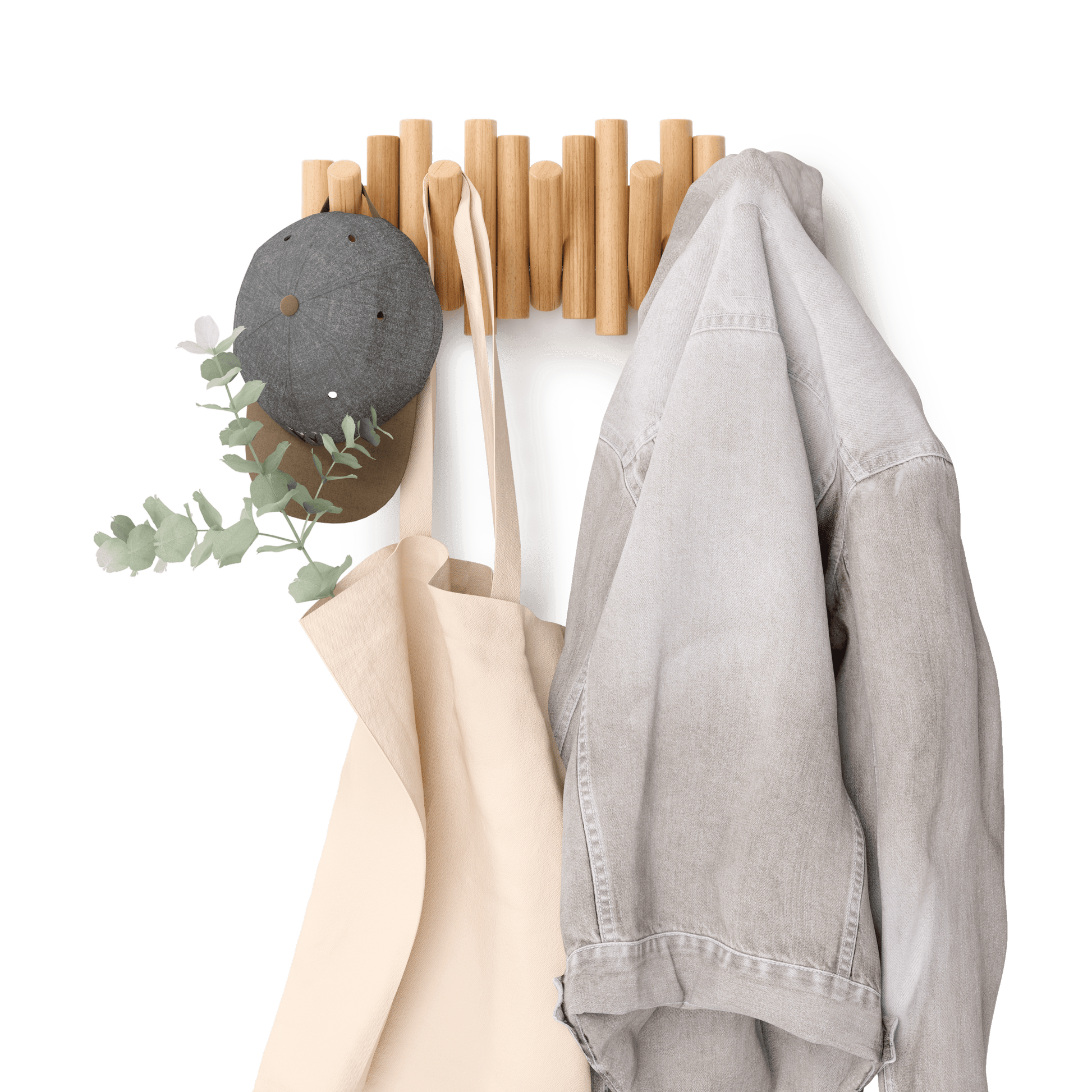 Picket knaggrekke natur – funksjonelt design som også er veggkunst, en del av kategorien - At Home Interiør