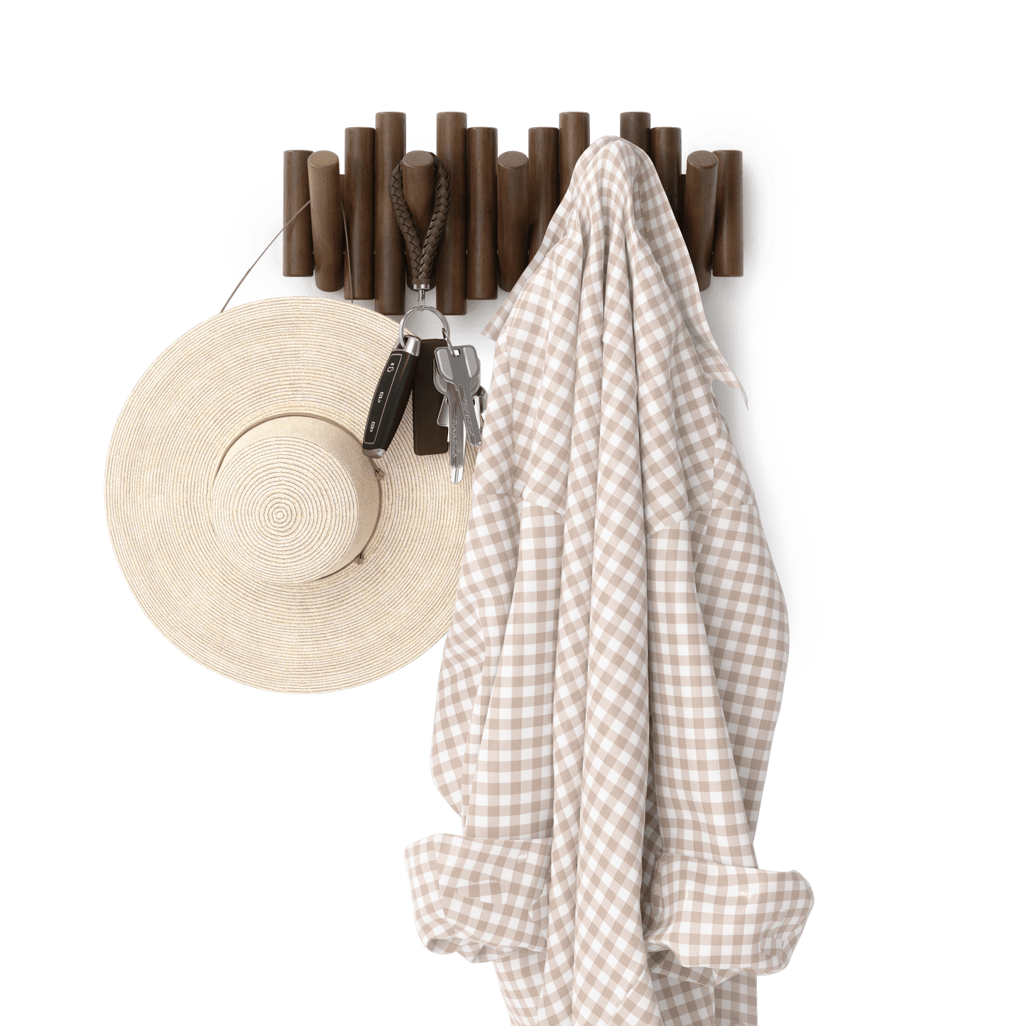 Picket knaggrekke walnut– funksjonelt design som også er veggkunst, en del av kategorien - At Home Interiør