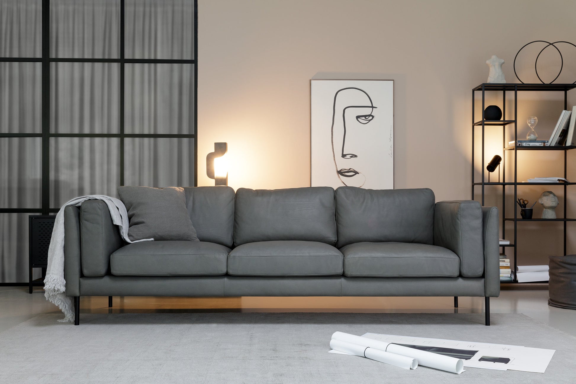 Sigge 3,5 seter sofa, Anilin skinn, en del av kategorien 4 - seter - At Home Interiør