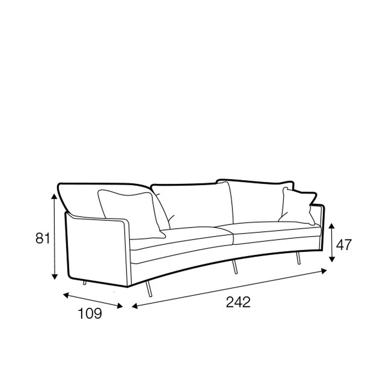 Julia 3-seter XL sofa round, en del av kategorien 3-seter - At Home Interiør